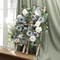 6 ft Spring Floral Garland with Blue & White Dahlias and Eucalyptus – Artificial Spring Flower Vine Garland for Mantle, Front Door, Porch, Staircase, Wedding, Table & Indoor Farmhouse Decor